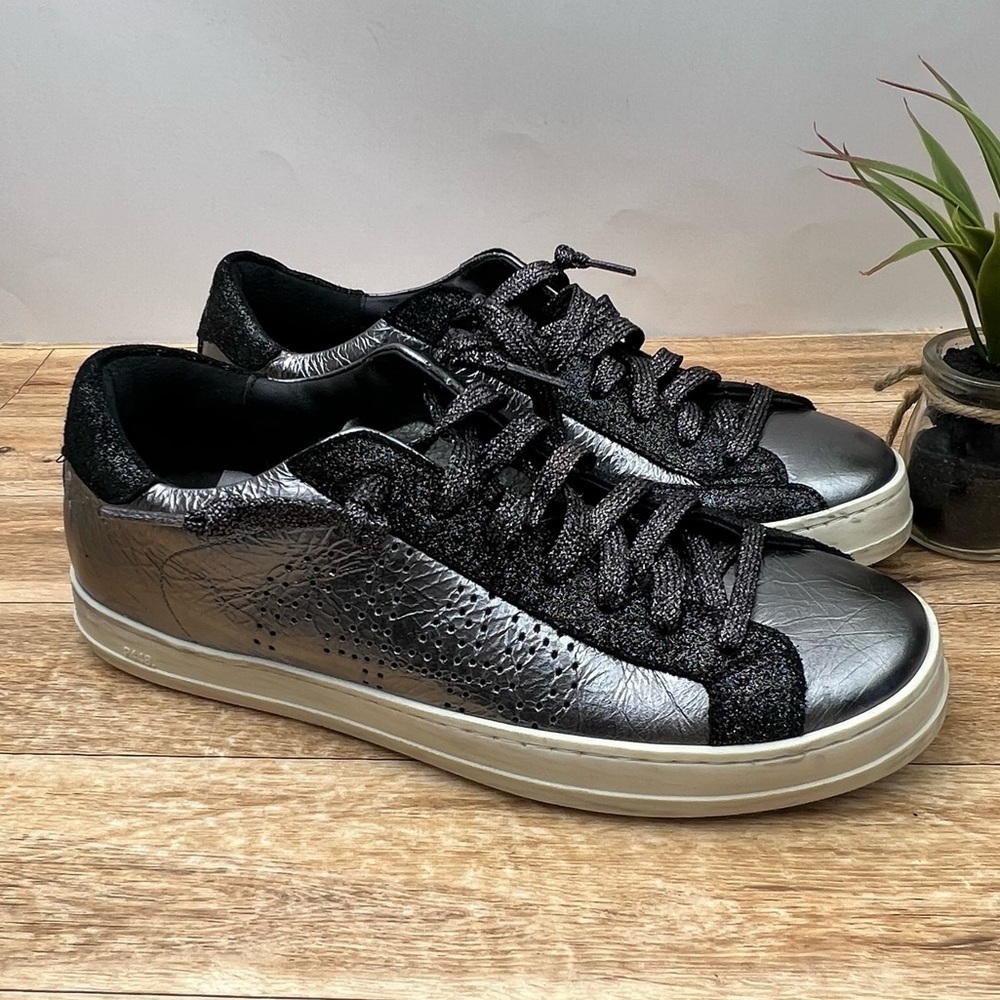 P448 John Metallic Leather Sneaker sz 10 - Picture 6 of 12
